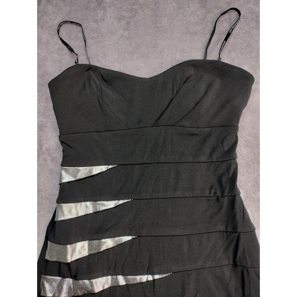 City Triangle Size M Black Dress bodycon stretch party dance formal shiny - Picture 14 of 15